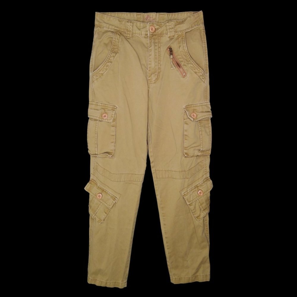 Must Way Cargo Pants Size Small Multi Pockets Khaki Streetwear Slim Fit